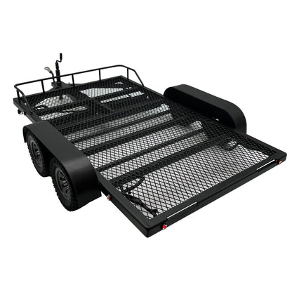 5010 - 1/10 Scale Full Metal Car Hauler Trailer with LED Lights (Black)