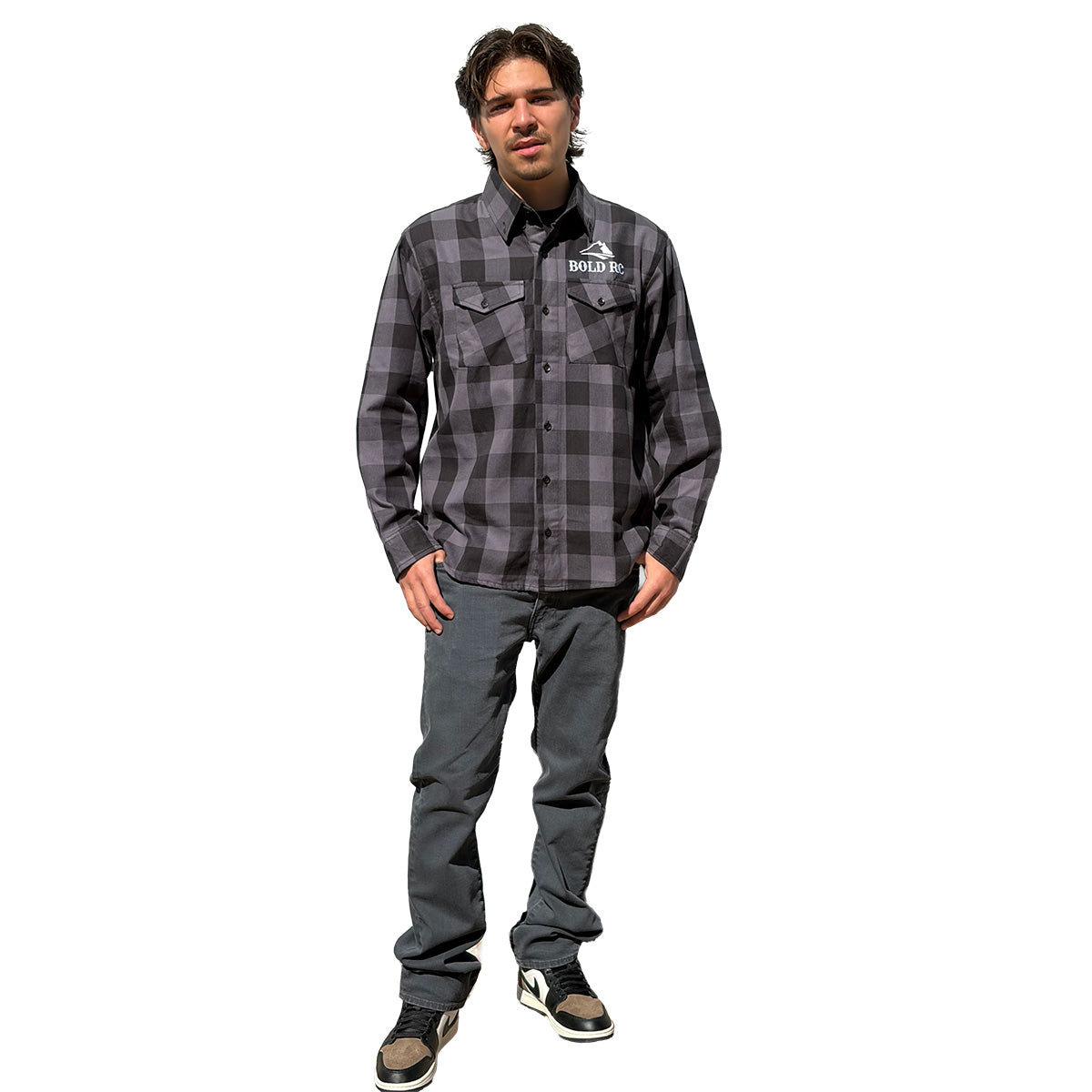 STGBK2X - Bold Grey/Black Flannel Shirt, 2XL
