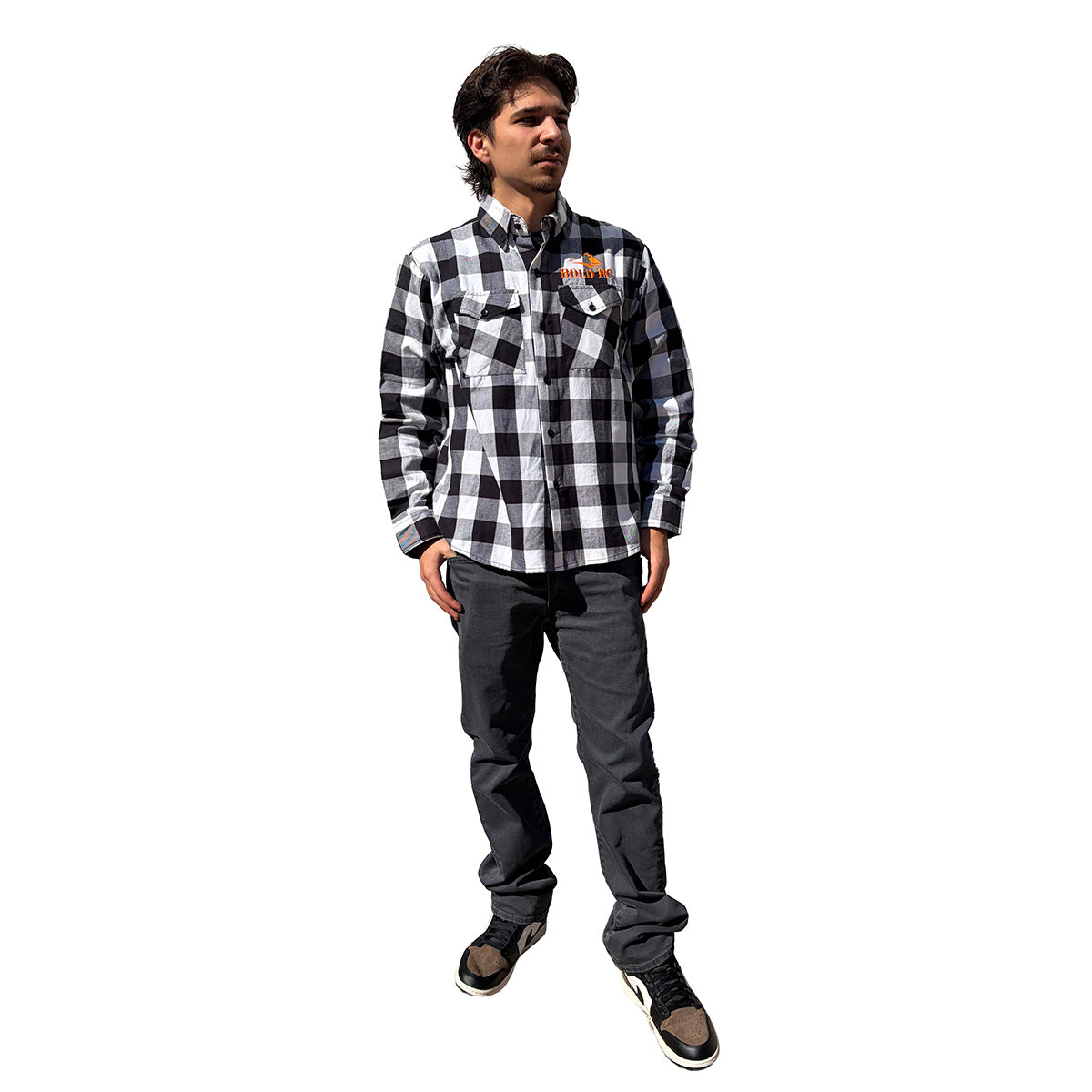 STWBK3X - Bold White/Black Flannel Shirt, 3XL
