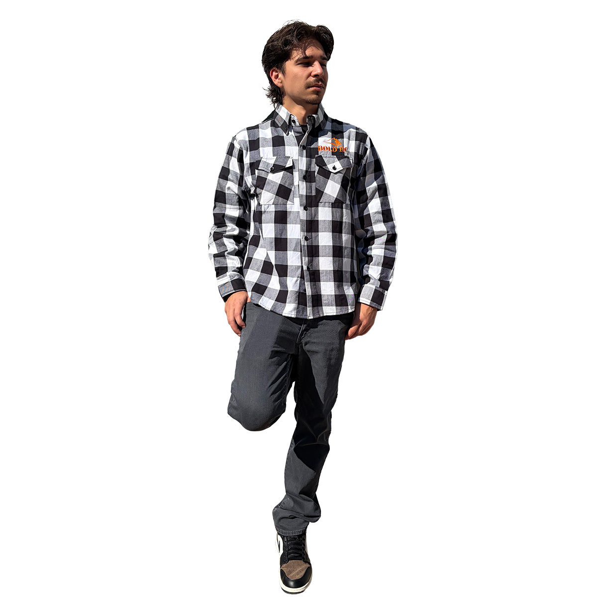STWBK2X - Bold White/Black Flannel Shirt, 2XL