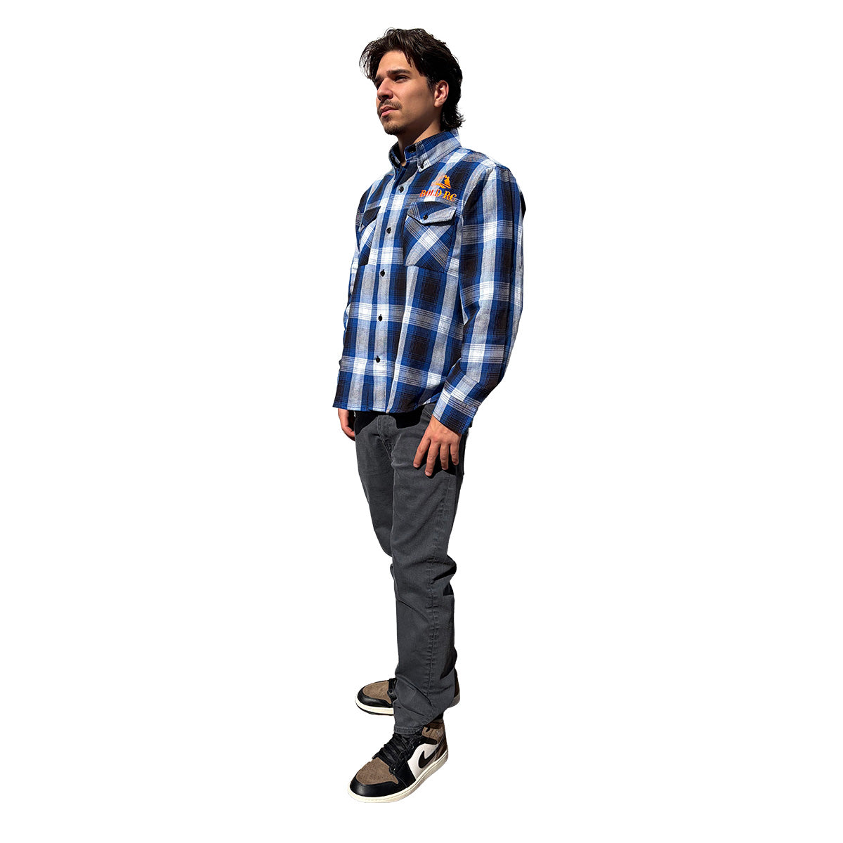 STWBLXL - Bold White/Blue Flannel Shirt, XL